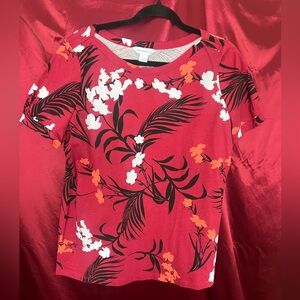 Liz Claiborne Floral Red Women's Top